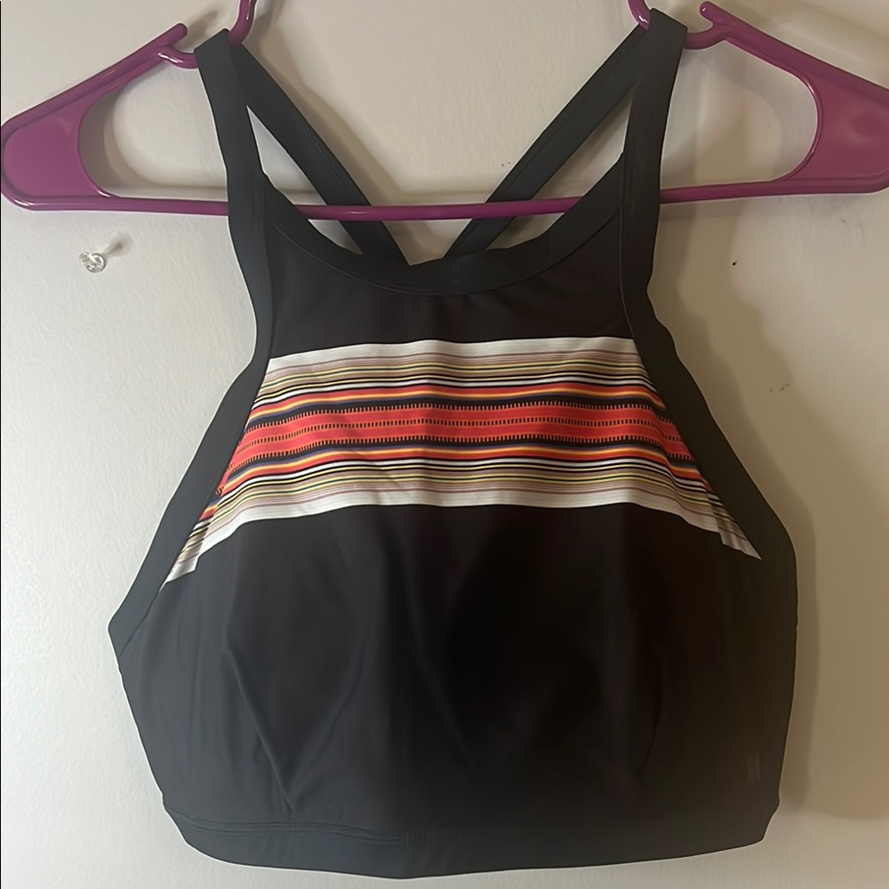 Black Striped Sports Bra